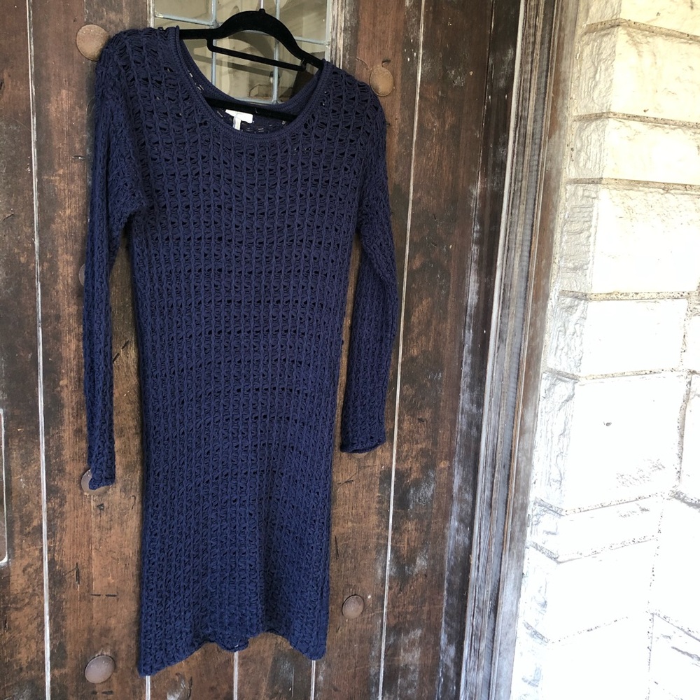Joie | Sweater Dress Crochet Knit Navy